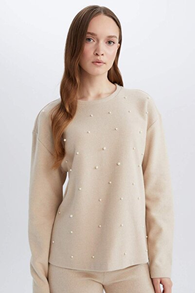 DeFacto Tričko s dlouhým rukávem z látky Regular Fit Crew E6225Ax24Wn