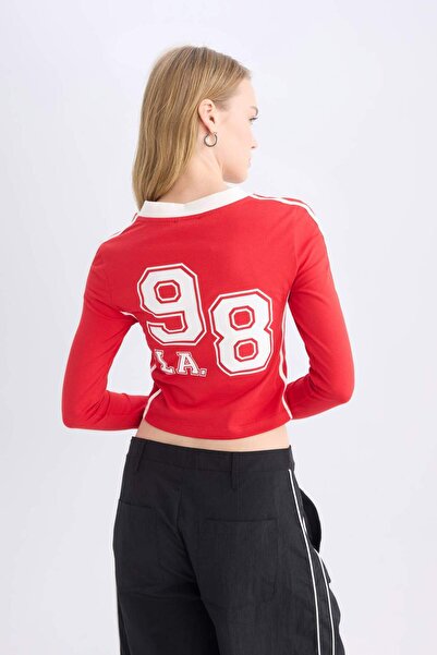 DeFacto Fitted Back Printed Long Sleeve T-Shirt D9855Ax24Wn
