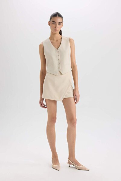 DeFacto Shorts Skirt High Waist Smart Straight Leg Shorts E2647Ax24Au