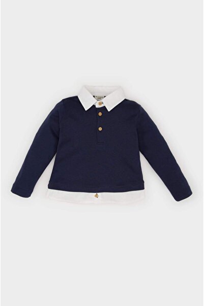DeFacto Shirt Collar Long Sleeve T-Shirt Baby Boy D9334A525Sp