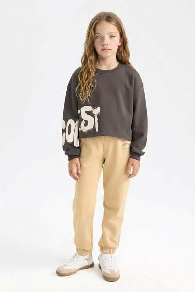 DeFacto Standard Fit Elastic Waistband Printed Jogger Pants Sweatpants Girls ...