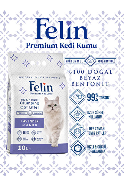 FELİN Felin Lavanta Kokulu Topaklanan Ince Taneli Kedi Kumu 10 Lt