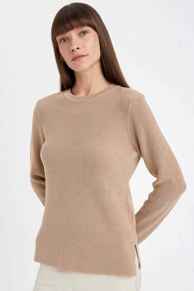 DeFacto Πλεκτό πουλόβερ με κανονική εφαρμογή Crew Neck Glitter υφασμάτινο πλε...