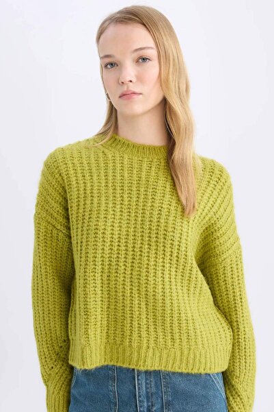 DeFacto supradimensionat Pulover tricotat cu croială largă guler rotund V1811...