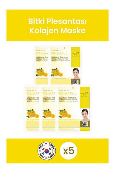 Dermal 23gr 5 Pieces of Plant Placenta Extract Collagen Mask - Firming, Renew...