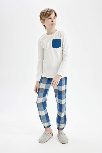 DeFacto Boy's Pajama Set Long Sleeve Top Elastic Waist Long Bottom A6723A824Wn