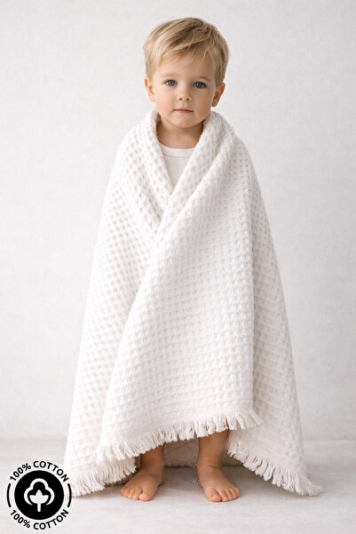 miniel organic Unisex Bebek Waffle Kumaş %100 Organik Pamuklu Püsküllü Bebek ...