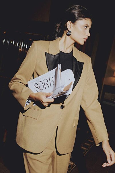 DeFacto Sorbe x Oversize Wide Fit Jacket Guler din piele artificială Detaliat...