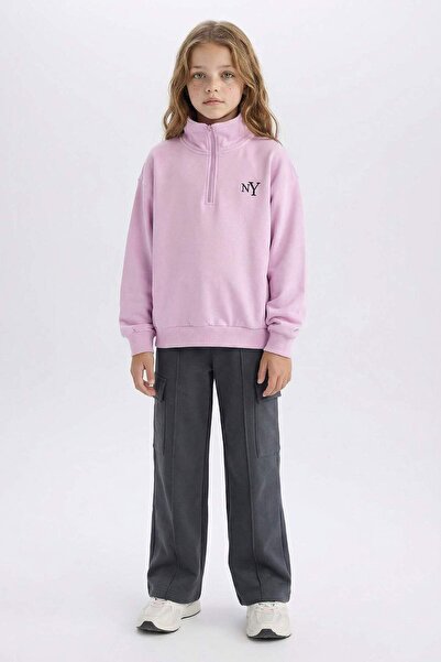 DeFacto Pantaloni de trening cu picior larg, buzunar cargo piese, pentru fete...