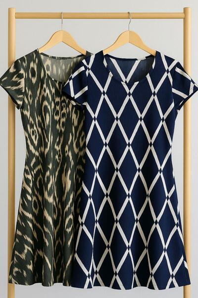 COTENCONCEPT 2 шт. драпірована комфортна повсякденна сукня з гребінчастої тка...