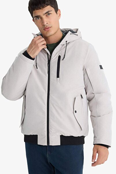 DeFacto Palton cu glugă Buzunar cu fermoar Capătul mânecii Capătul tivului cu...