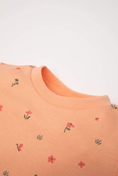 DeFacto Pijama Takımı Çiçekli Uzun Kollu Üst Uzun Alt Kız Bebek D8291A5NS