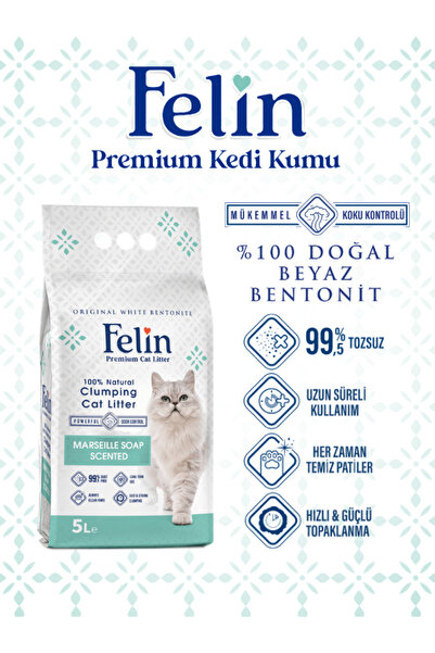 FELİN Marsilya Sabunu Kokulu Topaklanan Kedi Kumu 5 Lt