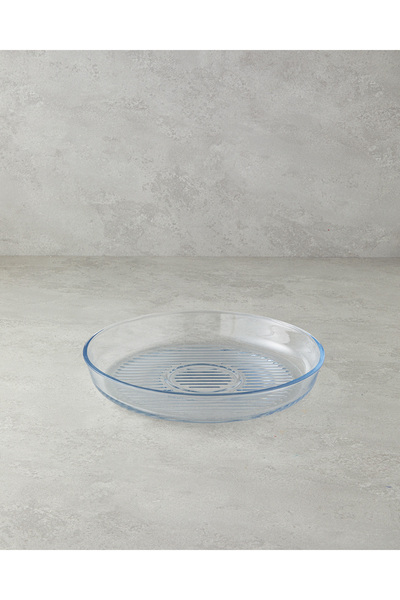 English Home Bake&Serve Cam Yuvarlak Izgaralı Fırın Kabı 32 cm Şeffaf