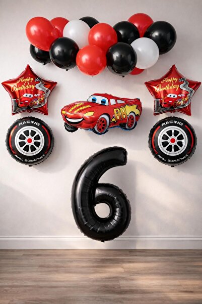 Patladı Gitti 6 Yaş Arabalar Temalı Doğum Günü Parti Kutlama Balon Seti