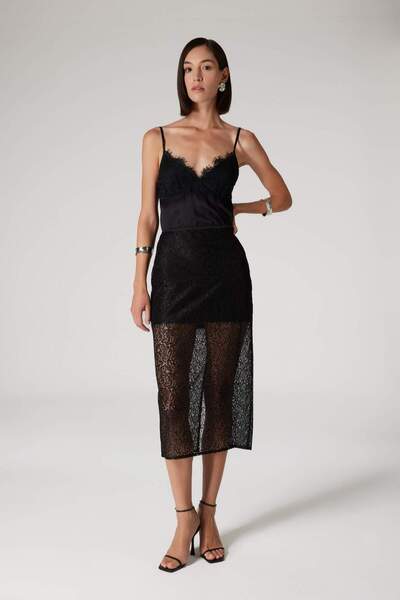 DeFacto Сорбе x Застібка-блискавка Мереживна тканина Базова Пряма розрізна сп...