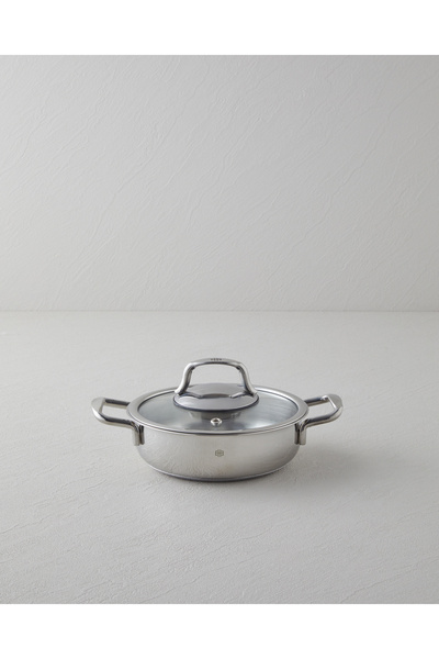 English Home Glow Çelik Cam Kapaklı Sahan 18x5 cm Silver