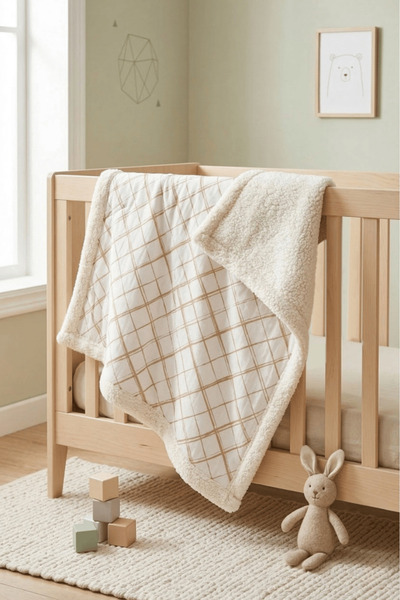LUCKKA Puffy Bebek Battaniyesi 70x100 cm Koyun Tüylü Müslin Battaniye - ZTPUF00