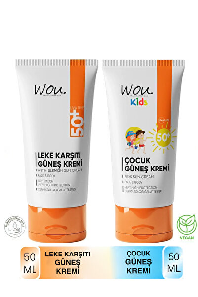 WOU World of Unique Leke Karşıtı Spf50 Güneş Kremi 50ml & Yüksek Korumalı Spf...