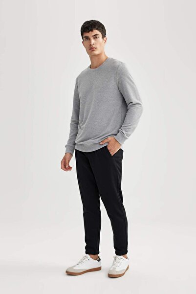 DeFacto Jogger Sweatpants Standard Fit Basic Straight Waist Lace-Up Elastic L...