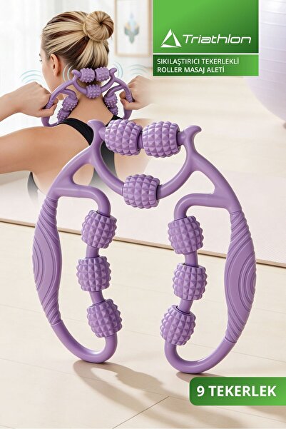 Triathlon T-240 Sıkılaştırıcı Tekerlekli Roller Masaj Aleti / 9 Tekerlek / Ay...