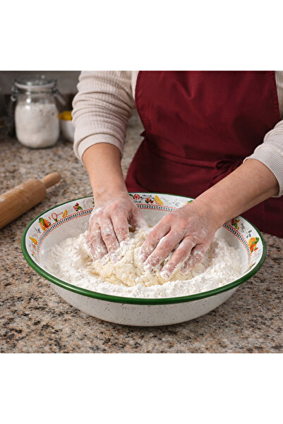 İnci Emaye حوض مطلي بالمينا بسعة 4.5 لتر مقاس 36 سم وحاوية خلط - حوض عجين. وع...