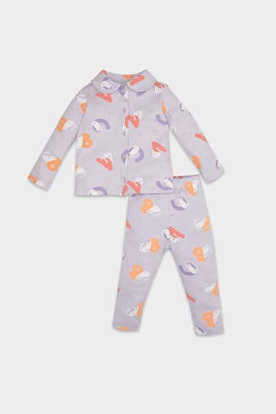 DeFacto Pajama Set Patterned Long Sleeve Top Elastic Waist Long Bottom Baby G...