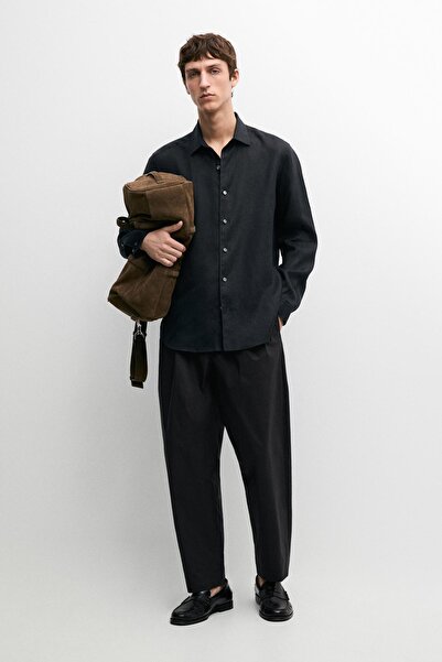 Massimo Dutti Regular fit hafif keten gömlek