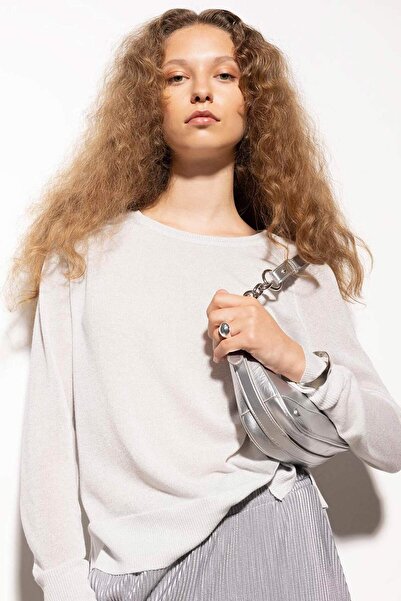 DeFacto Γυναικείο πουλόβερ με κανονική εφαρμογή, λαιμόκοψη, ασημί, βασικό, απ...