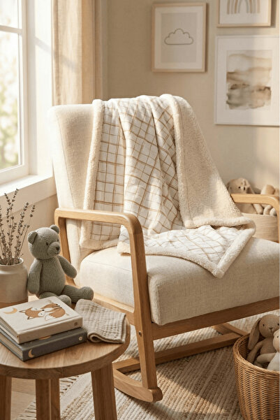 LUCKKA Puffy Bebek Battaniyesi 70x100 cm Koyun Tüylü Müslin Battaniye - ZTPUF00