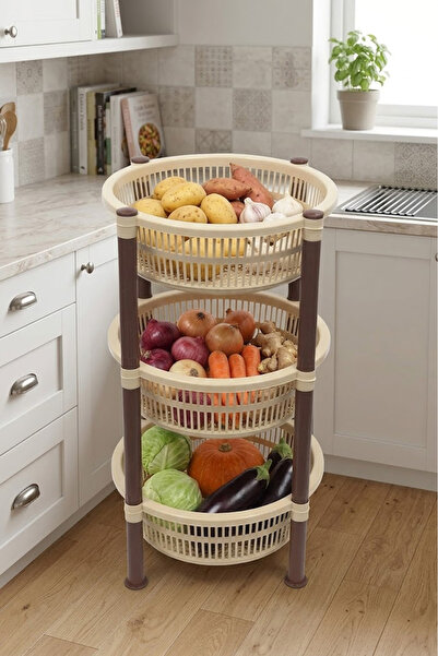 Generic 3 Tier Round Shelves Vegetable Rack 83*33 centimeter