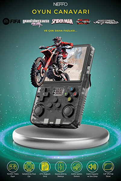 NEFFO R36S Retro Oyun Konsolu 15.000+ Konsol Oyunu Yeni Nesil El Atarisi 64 G...