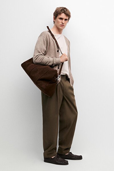 Massimo Dutti Çift pensli pamuklu pantolon