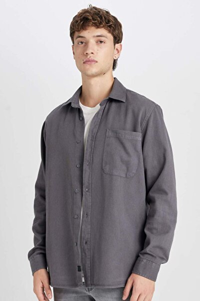 DeFacto %100 Pamuk Regular Fit Basic Düz Uzun Kollu Gömlek D7406AX24AU