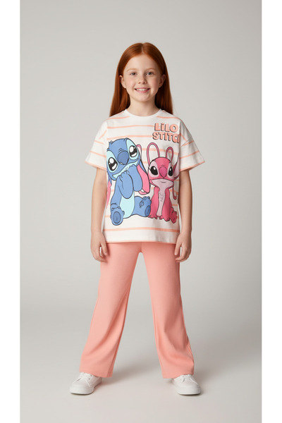 Booni Jooni مجموعة ملابس رياضية ليلو وستيتش باللون الوردي