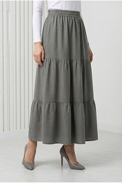 MİHRA STORE Ezgi Gypsy Skirt-Ma8411 Khaki
