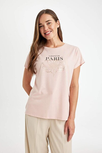 DeFacto Μπλουζάκι με κοντό μανίκι με λαιμόκοψη D3322AX24HS