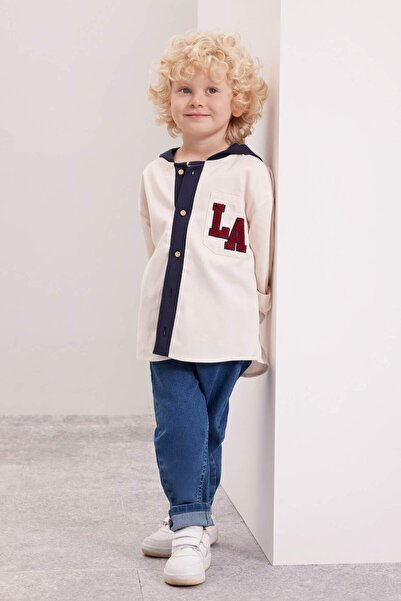 DeFacto Kapüşonlu Gabardin Uzun Kollu Okul Gömleği Erkek Bebek D2596A524AU