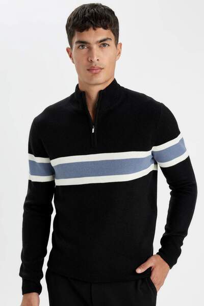 DeFacto Standard Fit Normal kroj Visoka kragna Pulover sa patentnim zatvarače...