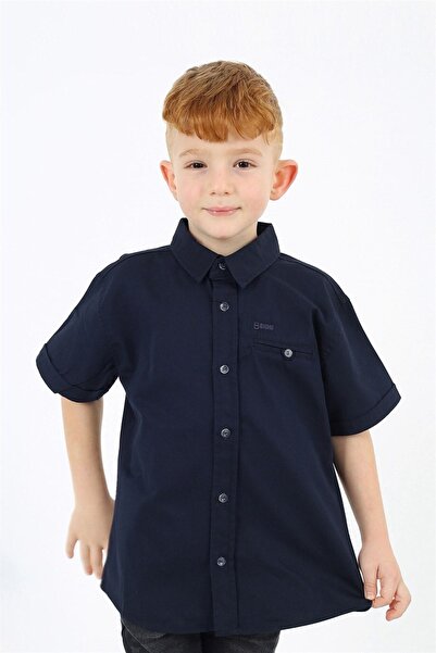 Banadamoda Cămașă de bază cu mânecă scurtă bleumarin pentru băiat