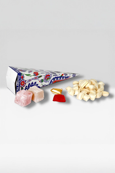 LokumBox Mevlüt Külah Şeker Lokum_mavi Çini Desen _50 Adet