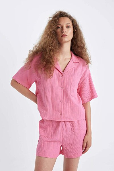 DeFacto Κοντομάνικο πουκάμισο Regular Fit Muslin D5009AX24HS