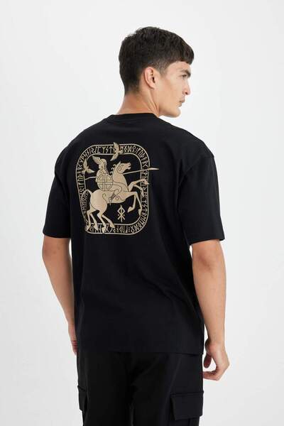 DeFacto Übergroßes, kurzärmliges Baumwoll-T-Shirt mit Rundhalsausschnitt und ...