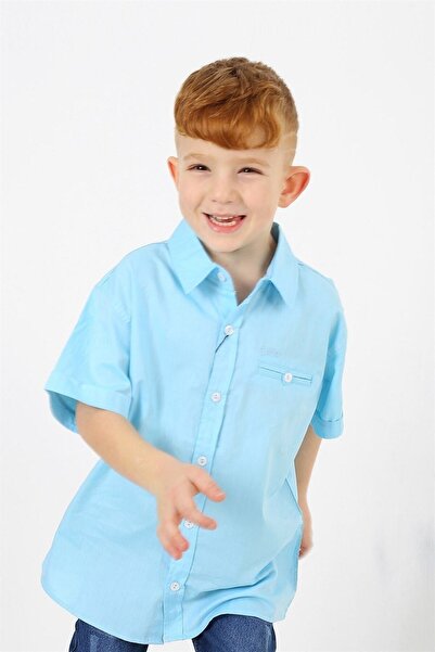 Banadamoda Cămașă de bază cu mânecă scurtă, verde apă, pentru băiat