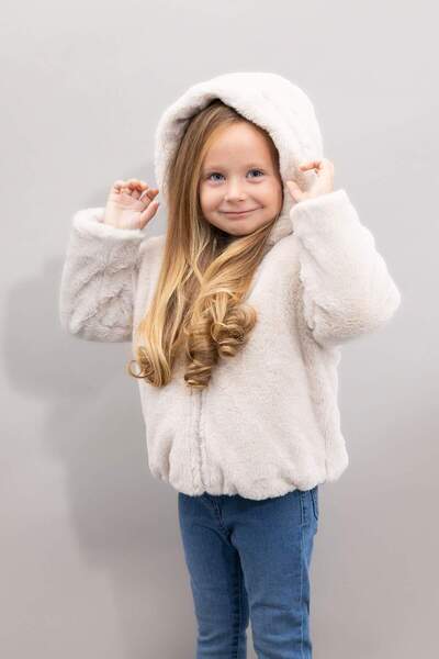 DeFacto Palton de pluș cu fermoar pentru fetiță polar cu căptușeală C5319A524AU