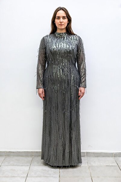 GÖKMEN GİYİM Pullu Tesettür Abiye Elbise 2025