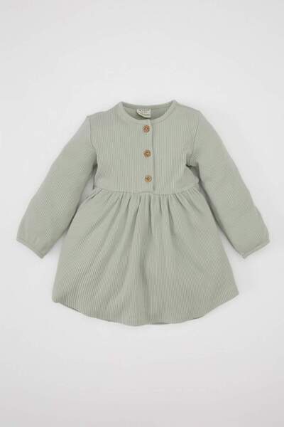 DeFacto Baby Girl Crew Neck Corded Fabric Ribbed Knit Long Sleeve Basic Plain...