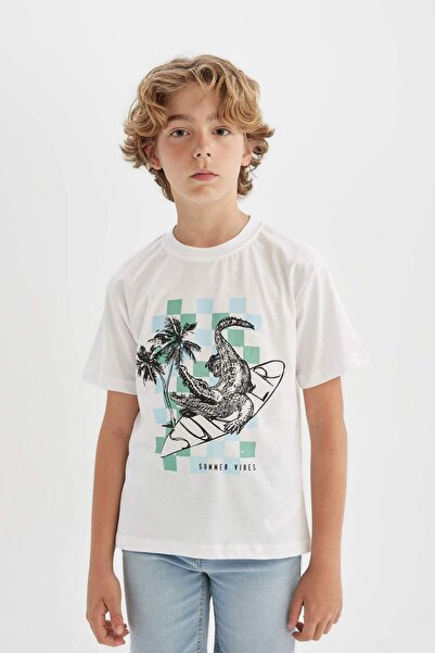 DeFacto Μπλουζάκι με στάμπα και κοντό μανίκι για αγόρια D0438A824HS