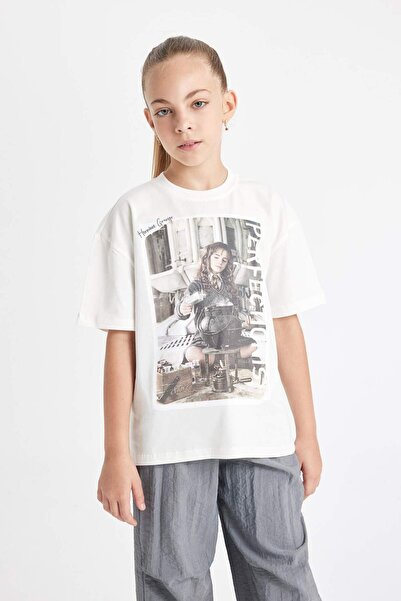 DeFacto Μπλουζάκι με στάμπα Χάρι Πότερ για κορίτσια - Υπερμεγέθη, λαιμόκοψη, ...