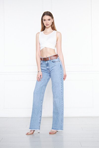 cracpot Mavi Wide Leg Pantolon